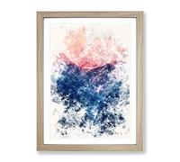 Ravine To The Clouds Watercolour Modern Framed Print | A4 Oak Framed Wall Art | Ready to Hang | Modern Landscape Picture | Living Room Bedroom Lounge Office