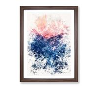 Ravine To The Clouds Watercolour Modern Framed Print | A4 Walnut Framed Wall Art | Ready to Hang | Modern Landscape Picture | Living Room Bedroom Lounge Office