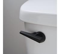 RAVINE Universal Toilet Handle Lever Replacement - Modern Polished Zinc Handle w/Brass Arm - Front Mount Toilet Flush Lever Compatible w/Most Toilet Tanks - Rubber Gasket Included (Black)