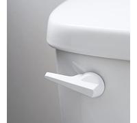 RAVINE Universal Toilet Handle Lever Replacement - Modern Polished Zinc Handle w/Brass Arm - Front Mount Toilet Flush Lever Compatible w/Most Toilet Tanks - Rubber Gasket Included (White)