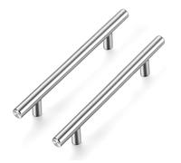 Ravinte 5 Pack Kitchen Cupboard Handles - Brushed Nickel Wardrobe Handle 128mm Hole Center T Bar - Bathroom and Furniture Drawer Pulls