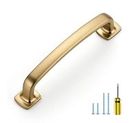 Ravinte Arch Cabinet Pulls Solid 10 Pack 3-3/4 Inch Champagne Bronze Kitchen Cabinet Handles Flat Square Foot Curved Drawer Pulls Hardware for Kitchen