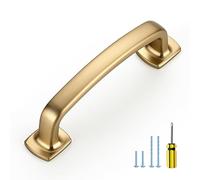 Ravinte Arch Cabinet Pulls Solid 10 Pack 3 Inch Champagne Bronze Kitchen Cabinet Handles Flat Square Foot Curved Drawer Pulls Hardware for Kitchen
