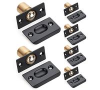 Ravinte Hardware Closet Door Ball Catch, Door Ball Catch Replacement, Ball Catches Door Hardware, Stainless Steel Dual Adjustable Strong Drive in Door Latch for Pantry Interior Doors - Black 6 Pack