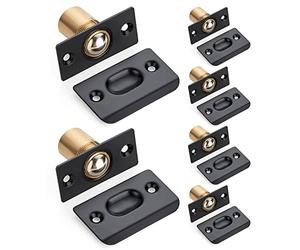 Ravinte Hardware Closet Door Ball Catch, Door Ball Catch Replacement, Ball Catches Door Hardware, Stainless Steel Dual Adjustable Strong Drive in Door Latch for Pantry Interior Doors - Black 6 Pack