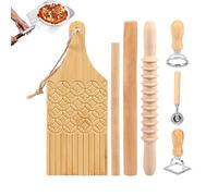 Ravioli Cutter, 7-Piece Manual Wooden Rolling Pin, Food-Safe, Pastry Cutter Wheel, for Preparing Dumplings, Pastries, Dough, in Kitchen, Home, Restaurant, Commercial