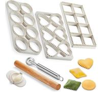 Ravioli Cutters & Mould Set, 7-Piece Ravioli Maker, Round, Heart & Square