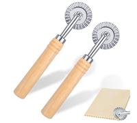 Ravioli Cutters Pasta Cutter Wheel Professional Pastry Cutter Wheel with Ergonomic Wooden Handle Press Rolling Rotary Cutters Pizza Pastry Tools for Pasta Pastrys Dumpling Noodles Kitchen
