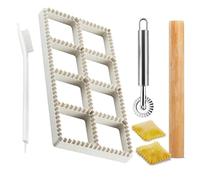 Ravioli Cutters Set Include Ravioli Maker Press Stainless Steel Ravioli Cutter Wood Rolling Pin Cleaning Brush Customized Instruction Manual Makes 8 Raviolis at a Time
