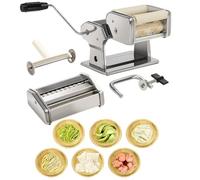 Ravioli Maker Pasta Machine, Stainless Steel with 2 Interchangeable Attachments, Ergonomic Crank, Non-Slip Base, for Homemade Spaghetti, Noodles, Ravioli in Home Kitchen