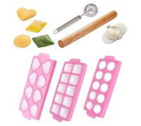 Ravioli Maker Set 6 Piece Manual Dough Forming Tools with Trim Wheel