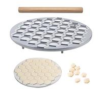 Ravioli Mold Set Ravioli Maker,Russian Dumpling Mould,37 Holes Aluminum Alloy Press Ravioli Stamp Maker Cutter with Wood Rolling Pin