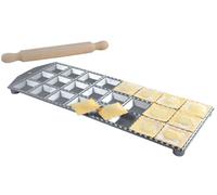 Ravioli Shaped Aluminum 24 Pieces (Square) with Rolling Pin