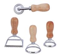 Ravioli Stamp Maker Cutter, Ravioli Cutter Set with Wooden Handle, Pasta Cutter Wheel with Fluted Edge, Square Round Ravioli Cutter Pasta Press Tools for Kitchen