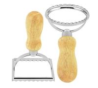Ravioli Stamp Maker Cutter with Roller Wheel Set,Mold with Strong Beechwood Handle and Sturdy Aluminum Frame Fluted Edge,Pasta Press Kitchen Attachment for perogis and Ravioli(1 Round & 1 Square)