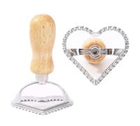 Ravioli Stamp Maker Cutter with Roller Wheel Set, Stainless Steel Pasta Mold with Wooden Handle & Fluted Edge, Cake molds, Lace Cake Mold, Cookie Stamp Press for Italian Dumplings Pierogi Pies Pastry