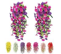 Ravionelle 2026 Artificial Hanging Flowers for Outdoors Multiple Colors Faux Silk Flowers UV Resistant Hanging Plants for Home Porch Patio Garden (2 PCS A)
