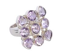 Ravishing Impressions 925 Silver Amethyst Ring 8x8mm 7x7mm 7mm Oval Faceted Purple Adjustable Boho Handmade Jewelry Natural Gemstone Gift for Her Size- 7_N 1/2_54 (17.20)