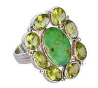 Ravishing Impressions 925 Silver Chrysoprase Peridot Ring 13x9mm 7x5mm 6x4mm 5mm Green Cabochon Adjustable Handmade Boho Gemstone Jewelry Gift for Women Size- 12_X 1/2_68 (21.60)