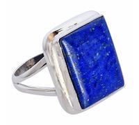 Ravishing Impressions 925 Silver Lapis Lazuli Ring 16x14mm Fancy Round Blue Cabochon Bezel Adjustable Artisan Gemstone Jewelry Boho Statement Gift for Women Size- 8_P 1/2_57 (18.1)