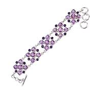 Ravishing Impressions 925 Sterling Silver Amethyst Bracelet 8.46 Inches White Rhodium Plated Round Heart 6mm 4mm Faceted Bezel Set Toggle Clasp Purple Gemstone Jewelry for Women