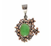 Ravishing Impressions 925 Sterling Silver Black Rhodium Rose Gold Plated Pendant with Chain Chrysoprase Oval Cabochon 10x14mm Green Gemstone Jewelry Gift
