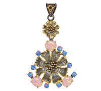 Ravishing Impressions 925 Sterling Silver Black Rhodium Yellow Gold Plated Pendant with Chain Sparkling Fire Opal Oval Round Cabochon Multicolor 7x9mm 3mm Jewelry Gift