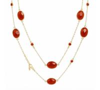 Ravishing Impressions 925 Sterling Silver Carnelian Necklace Oval Round Faceted Artisan Statement Gemstone Jewelry Women Fashion Wear 37 Inch Chain Designer Accessories