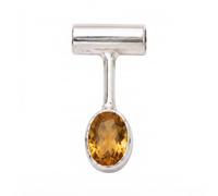 Ravishing Impressions 925 Sterling Silver Citrine Pendant Bezel Set Oval Natural Yellow Gemstone Handmade Minimalist Artisan Contemporary Women's Jewelry