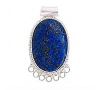 Ravishing Impressions 925 Sterling Silver Lapis Lazuli Pendant Bezel Set Oval Natural Blue Gemstone Handmade Artisan Contemporary Statement Women's Jewelry