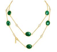 Ravishing Impressions 925 Sterling Silver Malachite Crystal Quartz Necklace Oval Artisan Statement Gemstone Jewelry Women Fashion Wear 37 Inch Chain Designer Accessories