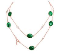 Ravishing Impressions 925 Sterling Silver Malachite Crystal Quartz Necklace Oval Round Cabochon Artisan Statement Gemstone Jewelry Women Fashion Wear 37 Inch Chain Designer Accessories