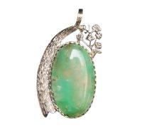 Ravishing Impressions 925 Sterling Silver Pendant Necklace Chrysoprase Green Oval Cabochon 35x23mm Bezel Setting Handmade Jewelry Gift for Women Anniversary Christmas