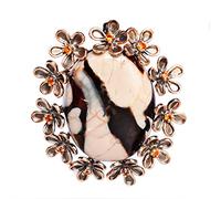 Ravishing Impressions 925 Sterling Silver Pendant Necklace Peanut Wood Jasper 30x22mm Citrine Accents Black Rhodium Rose Gold Plated Women Jewelry Handmade Gift