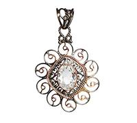 Ravishing Impressions 925 Sterling Silver Pendant with Chain Crystal Quartz Faceted Oval 14x10mm Necklace Black Rhodium Yellow Gold Plated Jewelry for Christmas Easter