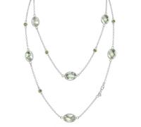 Ravishing Impressions 925 Sterling Silver Prehnite Peridot Necklace Oval Round Faceted Artisan Statement Gemstone Jewelry Women Fashion Wear 38 Inch Chain Designer Accessories