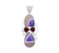 Ravishing Impressions 925 Sterling Silver Purple Agate Red Quartz Pendant Bezel Set Pear Fancy Natural Purple Gemstone Handmade Artisan Statement Women's Jewelry