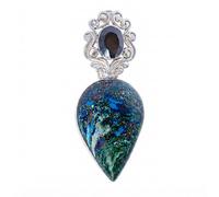 Ravishing Impressions 925 Sterling Silver Rainbow Calsilica Smoky Quartz Pendant Bezel Set Pear Oval Natural Multicolor Gemstone Handmade Artisan Contemporary Women's Jewelry