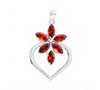 Ravishing Impressions 925 Sterling Silver Red Quartz Pendant Bezel Set Marquise Natural Red Gemstone Handmade Artisan Contemporary Statement Women's Jewelry