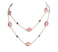 Ravishing Impressions 925 Sterling Silver Rhodochrosite Garnet Necklace Oval Round Cabochon Artisan Statement Gemstone Jewelry Women Fashion Wear 37 Inch Chain Designer Accessories