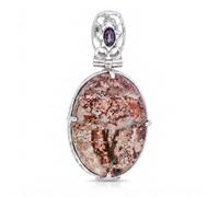 Ravishing Impressions 925 Sterling Silver Rosetta Jasper Amethyst Pendant Bezel Set Oval Natural Multicolor Gemstone Handmade Artisan Contemporary Statement Women's Jewelry