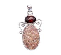 Ravishing Impressions 925 Sterling Silver Rosetta Jasper Red Quartz Pendant Bezel Set Oval Natural Multicolor Gemstone Handmade Artisan Contemporary Women's Jewelry
