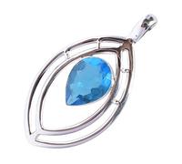 Ravishing Impressions Blue Quartz Pendant Necklace in 925 Sterling Silver - Pear Cut Blue Gemstone Jewelry