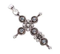 Ravishing Impressions Blue Topaz Round Pendant Necklace in 925 Sterling Silver - 3mm Blue Gemstone Jewelry for Women
