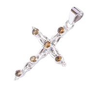 Ravishing Impressions Citrine Round Pendant Necklace in 925 Sterling Silver - 4mm Yellow Gemstone Jewelry for Women