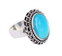 Ravishing Impressions Elegant Arizona Turquoise Bezel Ring Oval Blue Cabochon 12x16mm Handcrafted Gemstone Jewelry Statement Ring for Women & Collectors P1/2, 57(18.1)
