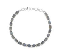 Ravishing Impressions Elegant Silver Labradorite Tennis Bracelet Adjustable for Women White Rhodium Plated Oval Cabochon 6x4mm Multi Color Stones Lobster Clasp Gift 7 Inches