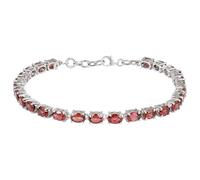 Ravishing Impressions Elegant Silver Red Garnet Tennis Bracelet 6.5 Inch for Women White Rhodium Plated Oval Faceted 6x4mm Stones Adjustable Lobster Clasp Luxury Jewelry Gift 6.5 Inches