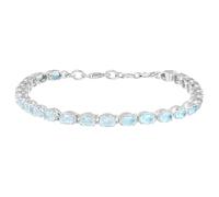 Ravishing Impressions Elegant Silver Sky Blue Topaz Tennis Bracelet 8 Inch for Women White Rhodium Plated Oval Faceted Stones Adjustable Lobster Clasp Luxury Jewelry Gift 8 Inches