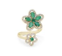 Ravishing Impressions Flower Emerald Ring Adjustable 925 Silver Statement Jewelry For Mother, Valentine's Day Wedding Ring SZ- O 1/2, 56 (17.80)